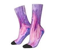 SEVEBJ Chaussettes esthétiques roses pour femmes et hommes - Douces et respirantes - Chaussettes athlétiques amusantes et folles, Peinture élégante Purolr Rose, Taille unique