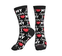 SEVEBJ Chaussettes mi-mollet « I Love My Big Sister » pour homme et femme - Chaussettes élégantes - Noir, 3 noir, Taille unique
