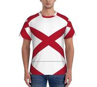 SEVEBJ T-shirt à manches courtes pour homme imprimé drapeau de l'État de l'Alabama - Léger - Évacuation de l'humidité - Col rond - Noir - XL, Noir , XL