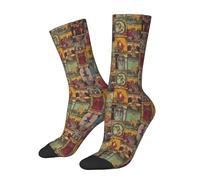SEVEBJ The Major Of Tarot Chaussettes vintage patchwork pour homme et femme Chaussettes athlétiques Chaussettes amusantes Crazy Dress Socks Lemon, Comme indiqué sur la photo, Taille unique