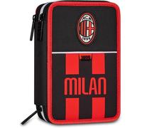 Seven Astuccio School 3 Zip Milan, noir, triple compartiment, 45 pièces, ense...