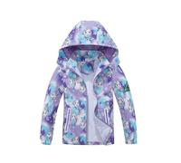 SEVEN BB Softshell Enfant Imperméable Veste Manteaux Fille Sirène Imprimée Blouson a Capuche Veste de Pluie Outdoor Sport Randonnée Ski Jacket 7-8 Ans, Violet