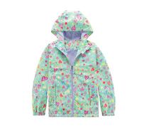 SEVEN BB Softshell Veste Enfant 3 en 1 Déperlante et Coupe-vent Jacket Fille Blouson Imperméable Polaire Cœur Fleur Veste de Pluie Outdoor Sport Randonnée Ski Vert, 7-8 Ans