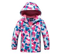 SEVEN BB Softshell Veste Enfant 3 en 1 Déperlante et Coupe-vent Jacket Fille Blouson Imperméable Polaire Cœur Veste de Pluie Outdoor Sport Randonnée Ski Rose, 7-8 Ans