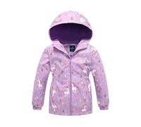 SEVEN BB Softshell Veste Enfant 3 en 1 Déperlante et Coupe-vent Jacket Fille Blouson Imperméable Polaire Licorne Veste de Pluie Outdoor Sport Randonnée Ski Violet, 7-8 Ans