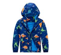 SEVEN BB Softshell Veste Enfant 3 en 1 Déperlante et Coupe-vent Jacket Garcon Blouson Imperméable Polaire Dinosaure Camo Veste de Pluie Outdoor Sport Randonnée Ski Bleu, 5-6 Ans