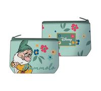 Seven Biancaneve et les 7 nains école porte-monnaie avec fermeture éclair, vert, compartiment à pièces, accessoire fille et fille, vert, Taglia Unica