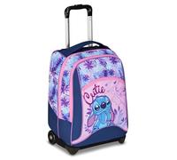 Seven Big Trolley Lilo & Stitch - École fixe - Violet - 2 en 1 - Double usage - Trolley et sac à dos - École primaire - Fille