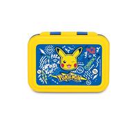 Seven Boîte à goûter Pokemon, bleu, 850 ml, résistante à la chaleur, séparateur intérieur, passe au lave-vaisselle, base en acier, école, sport, voyage, enfant, fille