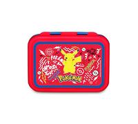 Seven Boîte à goûter Pokemon, rouge, 850 ml, résistante à la chaleur, séparateur intérieur, passe au lave-vaisselle, base en acier, école, sport, voyage, enfant, fille