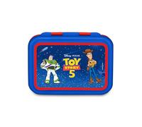 Seven Boîte à goûter Toy Story 850 ml, séparateur intérieur pour collations, facile à ouvrir, résistant à la chaleur, passe au lave-vaisselle, idée cadeau pour enfants, école, voyage, bleu/rouge