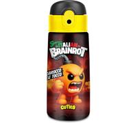 Seven Gourde Kid Italian Brainrot, noir, 460 ml, acier inoxydable, sans BPA, hermétique, chaud 12h/froid 24h, étanche aux fuites, bandoulière incluse, école, sport, voyage, enfants, idée cadeau