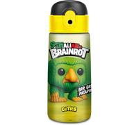 Seven Gourde Kid Italian Brainrot, vert, 460 ml, acier inoxydable, sans BPA, hermétique, chaud 12h/froid 24h, étanche aux fuites, bandoulière incluse, école, sport, voyage, enfants, idée cadeau