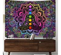 Seven Chakra Tapisserie murale psychédélique psychédélique mandala bohème à suspendre au mur pour yoga, méditation, studio bohème, chambre à coucher, salon, dortoir, 152,4 x 101,6 cm
