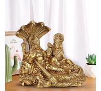 Seven Chakra Tree Idole Lakshmi Vishnu en laiton - Divine Laxmi & Vishnu reposant sur Sheshnaag Statue - 17,8 cm - Sculpture de divinité religieuse hindoue - Figurine de déesse en laiton pour la