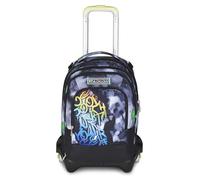 Seven Chariot scolaire Jack 3 roues Detach, noir vert, sac à dos avec chariot détachable de 37 litres de capacité, poche gourde, sac à dos amovible, école primaire et média, enfant