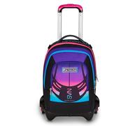 Seven Chariot scolaire Jack 3 roues Detach Nuanced, Fuchsia bleu clair, sac à dos avec chariot détachable de 37 litres, poche gourde, sac à dos amovible, multi-usage et spacieux, pour l'école primaire