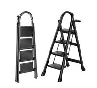 Seven Comfort Escabeau - 4 marches - Acier - Pliant - 61×45×118cm(L-L-H)-Charge maximale 150 kg - Noir