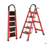 Seven Comfort-Escabeau 5 marches-Pliant-Stabilité et sécurité optimales-74×47×139cm(L-L-H)-chargé 150KG-En Acier-Rouge