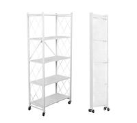 SEVEN COMFORT Étagère pliable à 5 niveaux, étagère de rangement en métal avec roues - 100 kg, pour cuisine, salle de bain, salon