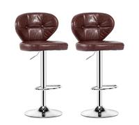 SEVEN COMFORT Lot de 2 tabourets de bar pour cuisine avec repose-pieds, hauteur réglable, pivotant à 360°, pour salle à manger, comptoir, cuisine, bar, marron