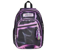 Seven Dual Shadows of Color Sac à dos d'école, double compartiment, noir, 32 l, poche avec organiseur, compartiment intérieur pour ordinateur portable, poche latérale porte-bouteille, école moyenne et