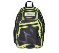Seven Dual Shadows of Color Sac à dos d'école, double compartiment, noir, 32 l, poche avec organiseur, compartiment intérieur pour PC, poche latérale porte-bouteille, école moyenne et supérieure, pour