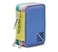 Seven Fedox Fedez Trousse pour école primaire Triple, trousse à crayons et porte-crayons complet avec 18 crayons de couleur, 18 feutres et papeterie