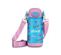 Seven Gourde Kid avec bandoulière LILO & STITCH, bleu, 400 ml, acier inoxydable, sans BPA, hermétique, chaud 12h/froid 24h, étanche aux fuites, école, sport, voyage, enfant, idée cadeau