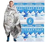 Seven Hamsters Lot de 6 couvertures en aluminium Mylar pour camping, randonnée et trousse de premiers secours | Fournitures essentielles de sécurité en extérieur réfléchissantes