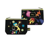 Seven Inside Out 2 Porte-monnaie avec fermeture éclair, noir et illustrations colorées, compartiment à pièces, accessoire fille et fille, Noir , Taglia Unica