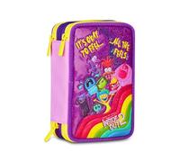 Seven Inside Out 2 Trousse Scolaire 3 Zip, Violet, Porte-Stylo Triple Compartiment Complet avec Stylets, Crayons, Couleurs, Accessoires Sac à Dos, école Primaire, Fille, Aubergine, Taglia Unica