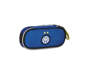 Seven Inter Porte-Stylo Scolaire Rond Plus, Bleu, Trousse Ovale avec élastiques et Poche pour stylos, Crayons et Accessoires, école Moyenne et supérieure, garçon, Football, Bleu, Moderne