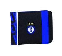 Seven Inter Portefeuille avec fermeture pratique avec élastique, noir et bleu, compartiments pour cartes, espèces et pièces, accessoires Juventus, pour garçon et fille, Bleu et noir, Taglia Unica