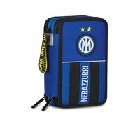 Seven Inter Trousse Scolaire 3 Zip, Bleu, Porte-Stylo Triple Compartiment Complet avec Stylets, Crayons, Couleurs, école Primaire, Enfant, Football, Bleu, Moderne