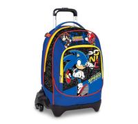 Seven Jack Sonic - Trolley d'école à 3 Roues, Double Compartiment, système Crossover, Double Usage, Sac à Dos, Poche Porte-Bouteille, école Primaire et Moyenne, Enfants et Adolescents, Voyage, Bleu