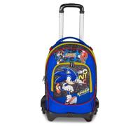 Seven Jack Sonic - Trolley d'école à 3 Roues, Double Compartiment, système Crossover, Double Usage, Sac à Dos, Poche Porte-Bouteille, école Primaire et Moyenne, Enfants et Adolescents, Voyage, Bleu