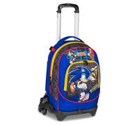 Seven Jack Sonic - Trolley d'école à 3 Roues, Double Compartiment, système Crossover, Double Usage, Sac à Dos, Poche Porte-Bouteille, école Primaire et Moyenne, Enfants et Adolescents, Voyage, Bleu