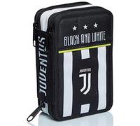 Seven Juventus 3-Compartment Case, Best Match, Black and White, with Pens, Pencils, Colors and More