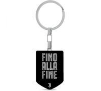 Seven Juventus FC Football Keyring - Until the End - Porte-clés pour voiture, maison, bureau - Avec plaque gravée - Noir - Blanc - Multi-compartiments - L, Plusieurs compartiments, L, Moderne