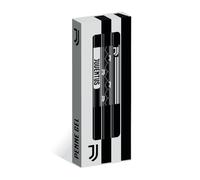 Seven Juventus Lot de 3 stylos gel, encre noire, bleu et rouge, stylos gel scolaire, école moyenne et supérieure, garçon et fille, Noir , Taglia Unica