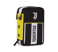 Seven Juventus Trousse Scolaire 3 Zip, Noir, Porte-Stylo Triple Compartiment Complet avec Stylets, Crayons, Couleurs, école Primaire, Enfant, Football, Noir, Moderne