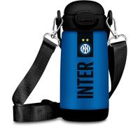 Seven Kid Inter, Bouteille d'eau bleue, 400 ml, en acier inoxydable, sans BPA, hermétique, étanche à l'eau, résistant aux fuites, chaud 12h/froid 24h, bandoulière incluse, école, sport, voyage, pour