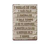 Seven Life Rules Guide - Plaque en métal vintage - Décoration murale d'intérieur et d'extérieur - 20,3 x 30,5 cm