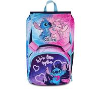 Seven Lilo & Stitch Sac à dos double avec compartiment extensible Violet Grande capacité Dossier préformé Fille École primaire Violet Taglia unica Casual, lilas, Taille unique, Décontracté