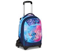Seven Lilo & Stitch School Jack 3 roues, bleu, sac à dos avec chariot détachable de 33 litres, pour école primaire et média, fille, bleu, Taglia unica, Décontracté