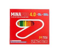 Seven Lot de 24 crayons de couleur - Boîte de crayons de couleur - crayons de couleur - crayons d'école, bureau - crayons de couleur MINA 4.0 - Espace d'étiquette Nom - crayons scolaires, crayons