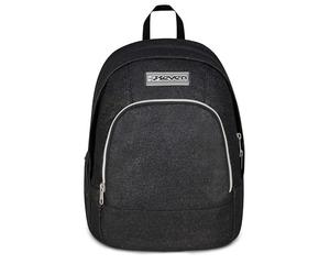Seven Made of Stars Dual Sac à dos d'école, double compartiment, noir, effet paillettes, 32 l, poche équipée, poche pour ordinateur portable, poche latérale porte-bouteille, école intermédiaire et