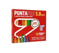 SEVEN Marqueurs Scolaire Puntapro 5.8 - Boîte de 12 pièces, Marqueurs Couleur, Super Washable, Enfants et Garçons