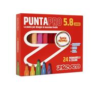 SEVEN Marqueurs Scolola Puntapro 5.8 - Boîte de 24 pièces, Marqueurs Couleur, Super Washable, Enfants et Garçons